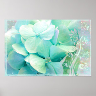 Póster Elation, Mint, Aqua Hydrangea