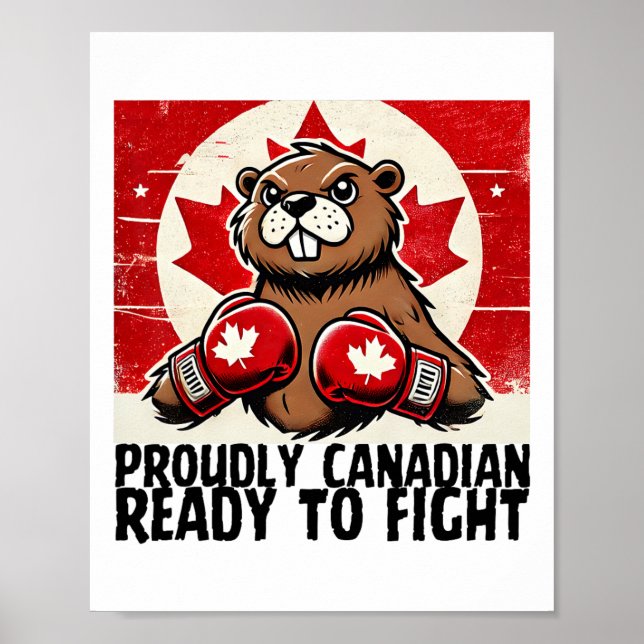 Póster Elbows Up Canada Canada Counter Tarifas Beaver B (Frente)