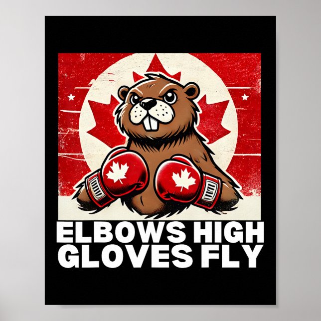 Póster Elbows Up Canada Canada Counter Tarifas Beaver B (Frente)