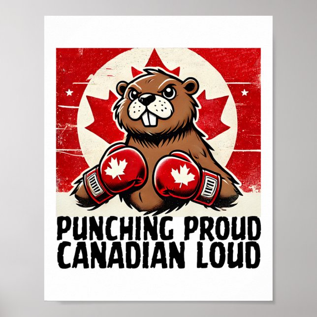 Póster Elbows Up Canada Canada Counter Tarifas Beaver B (Frente)