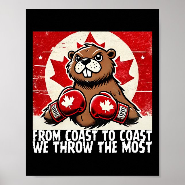 Póster Elbows Up Canada Canada Counter Tarifas Beaver B (Frente)