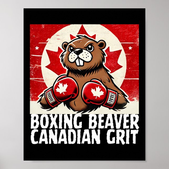 Póster Elbows Up Canada Canada Counter Tarifas Beaver B (Frente)