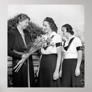 Póster Eleanor Roosevelt y Chicas, 1938