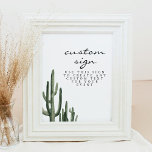 Póster Eleanor - Rótulo editable Bohemian Cactus Minimali<br><div class="desc">Este signo imprimible presenta cactus de color agua y diseño minimalista. Utilícelo fácilmente para cualquier signo en su evento. Cambie todo el texto para satisfacer las necesidades de su boda,  ducha de bebé,  ducha de novia,  cena de ensayo,  etc.</div>