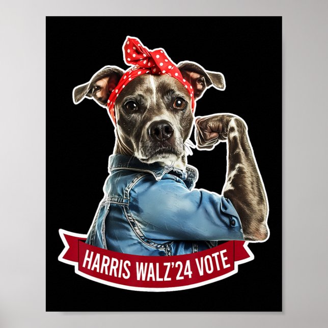 Póster Elección de Dog Lady Kamala Harris Tim Walz (Frente)