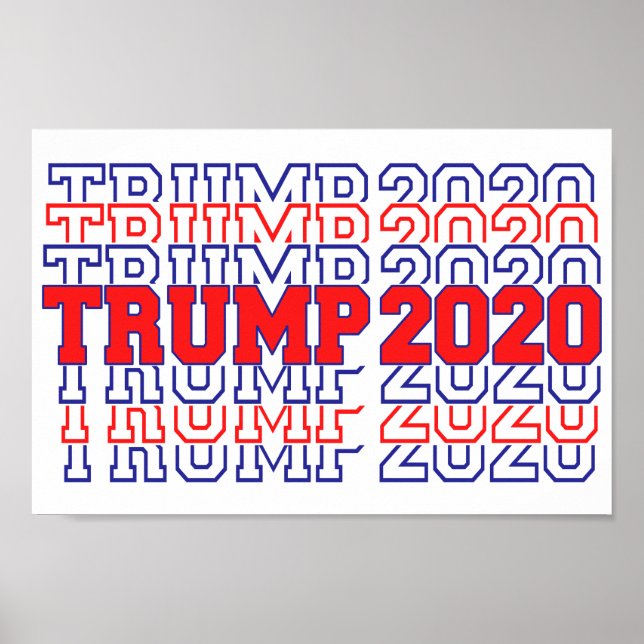 Póster Elección de Trump 2020 Azul blanco rojo (Frente)