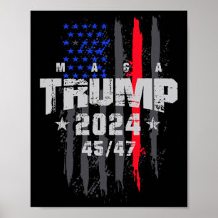 Póster Elección presidencial 2024 de Trump con 45-47 mega
