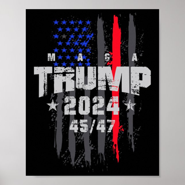 Póster Elección presidencial 2024 de Trump con 45-47 mega (Frente)