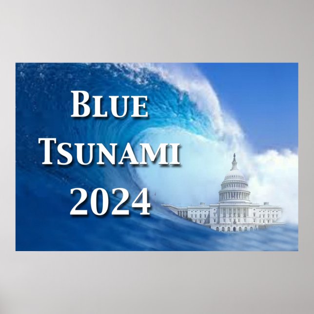 Póster Elecciones Blue Tsunami 2024 (Frente)
