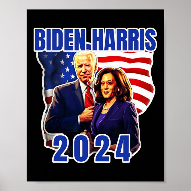 Póster Elecciones de Biden Harris por la Bandera Estadoun (Frente)