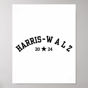Póster Elecciones de Harris Tim Walz Baseball Font 2024
