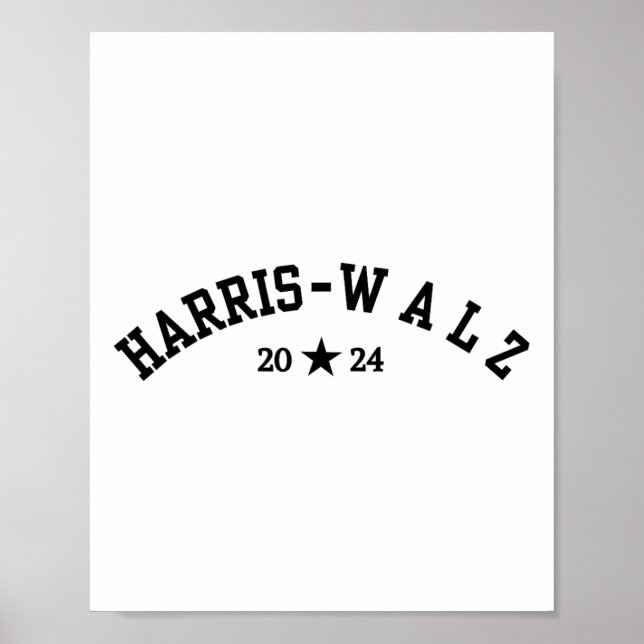 Póster Elecciones de Harris Tim Walz Baseball Font 2024 (Frente)