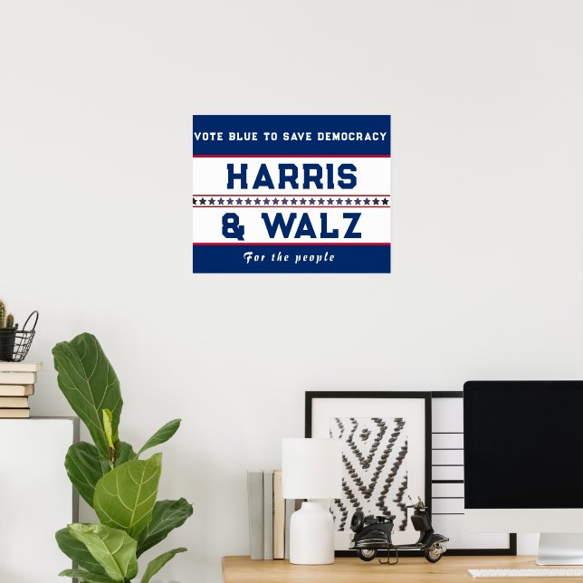 Póster Elecciones Harris y Walz 2024 (Oficina en casa)