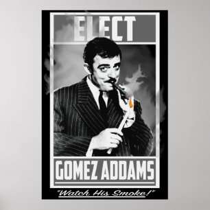 Póster Electo Gómez Addams mira su humo