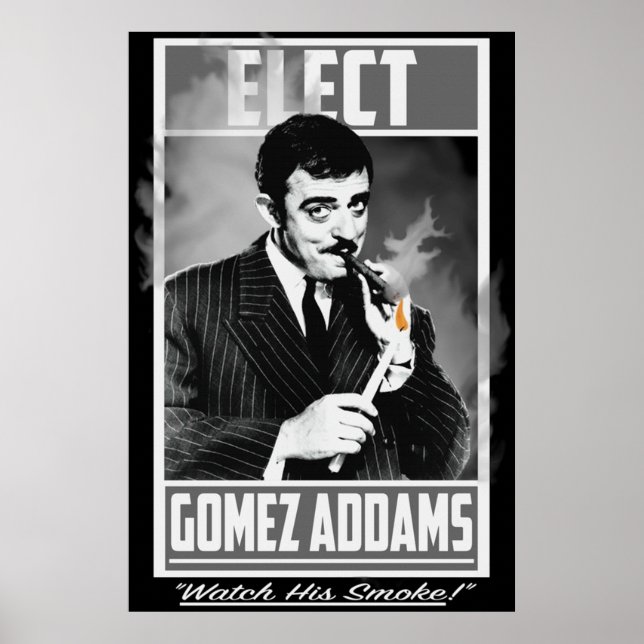 Póster Electo Gómez Addams mira su humo (Frente)