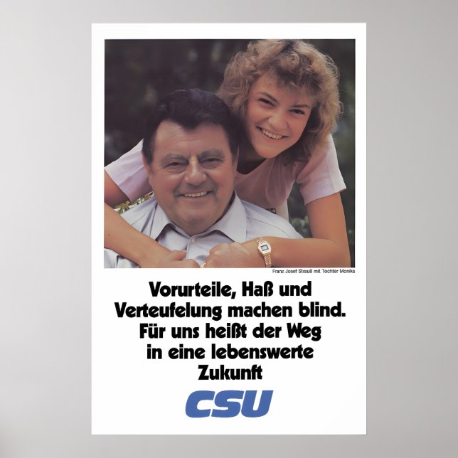 Póster electoral CSU Franz Josef Strauss Prejuicio (Frente)
