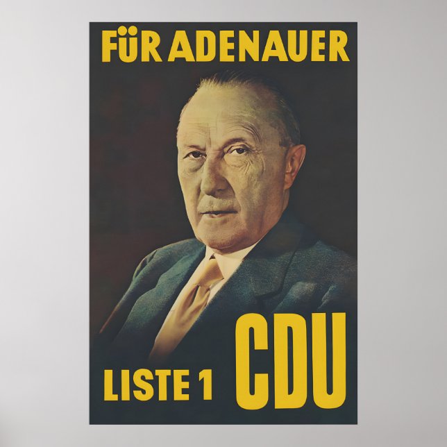 Póster electoral de la CDU 1955 para Adenauer Konr (Frente)