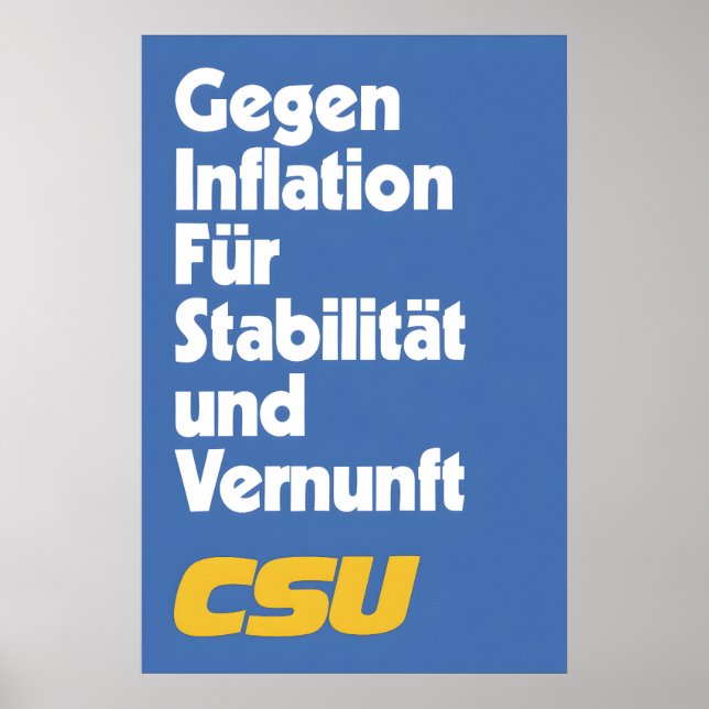 Póster electoral de la CSU Contra la inflación par (Frente)