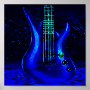 Póster Electric Blue Guitar