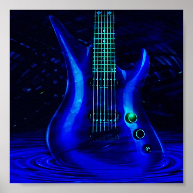 Póster Electric Blue Guitar (Frente)