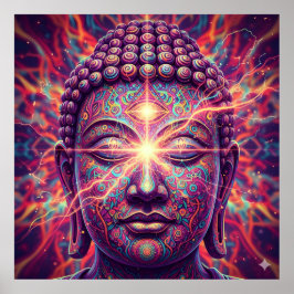 Póster Electric Chakra Buddha - Psychedelic Enlightenment