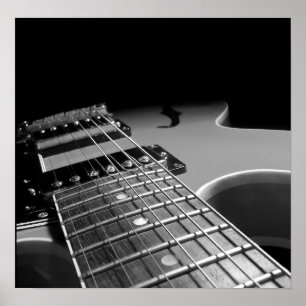 Póster Electric Guitar Close Up - Grey B&W