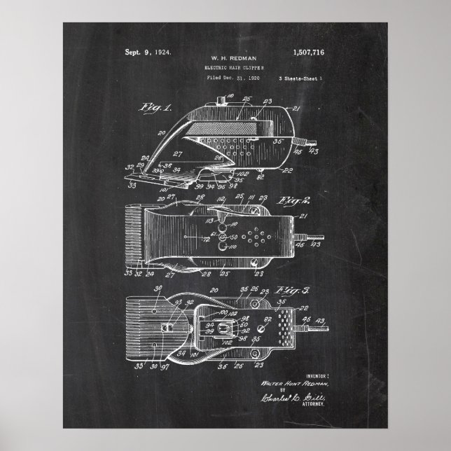 Póster Electric Hair Clipper Patent (Frente)