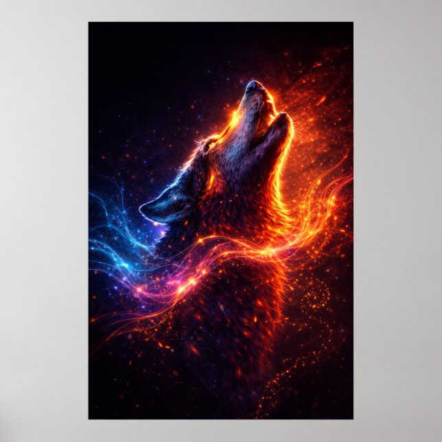 Póster Electric Howl – Fire & Ice Wolf Poster (Frente)