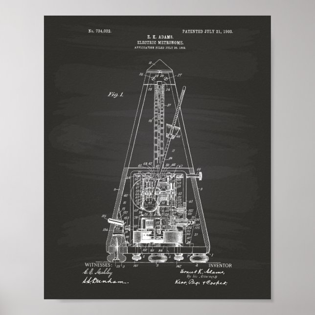 Póster Electric Metronome 1903 Patent Art Chalkboard (Frente)