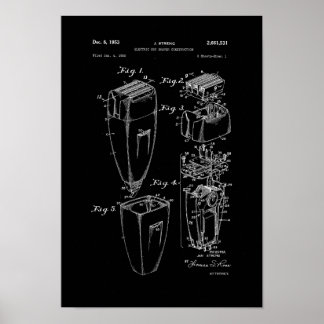 Póster Electric Shaver Patent Poster Barber Shop Decor