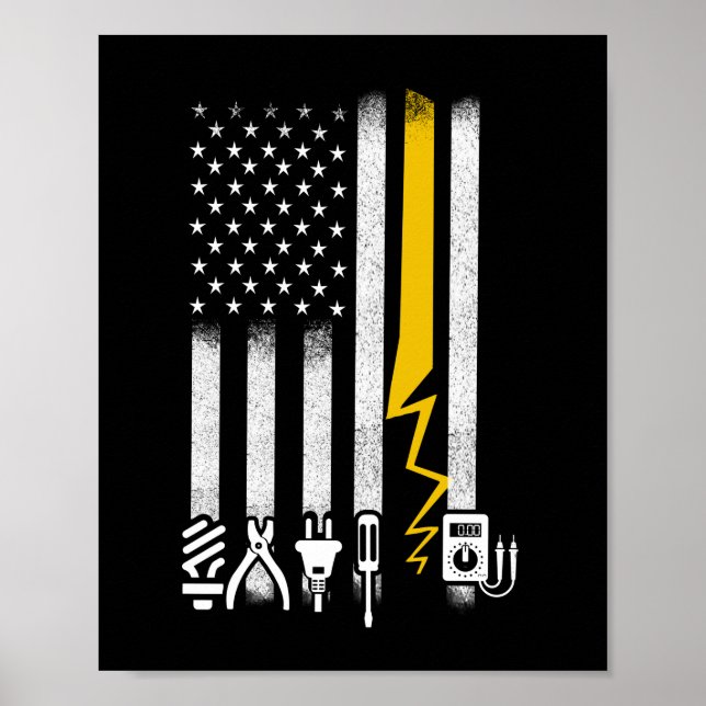 Póster Electrician US Flag Tools for Electricians (Frente)