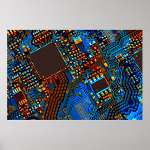 Póster Electronic circuit board close up. background,boar