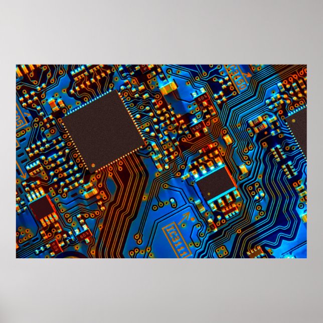 Póster Electronic circuit board close up. background,boar (Frente)