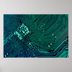 Póster Electronic circuite board background,abstract,blue