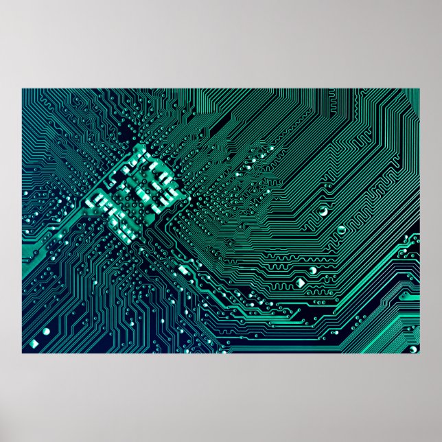 Póster Electronic circuite board background,abstract,blue (Frente)