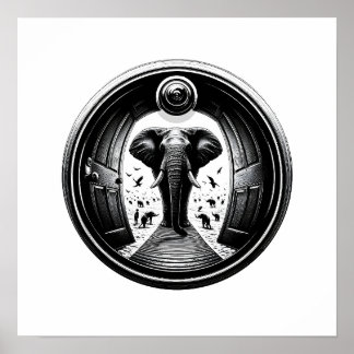 Póster Elefante a través de la puerta de Peephole | Fishe