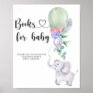 Póster Elefante acuático y globo - libros para bebé