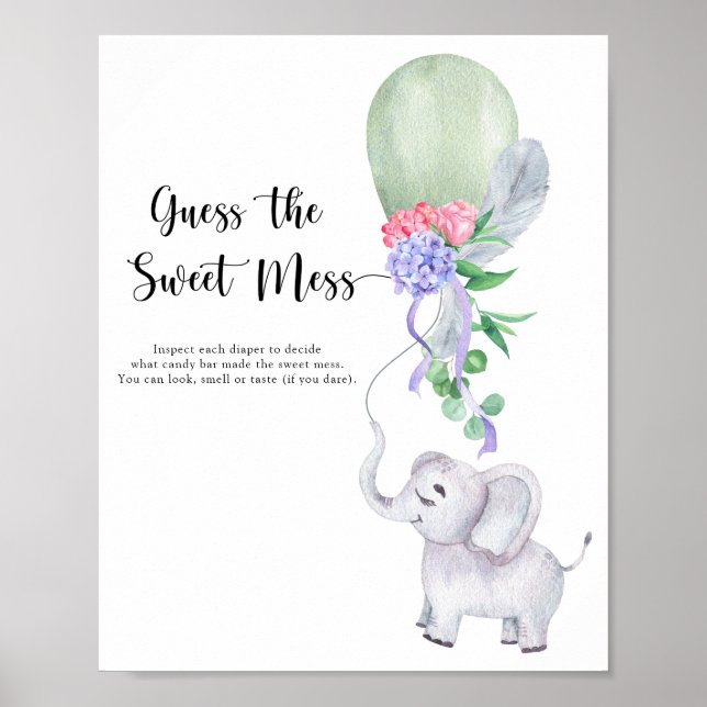Póster Elefante - adivina el dulce desorden (Frente)