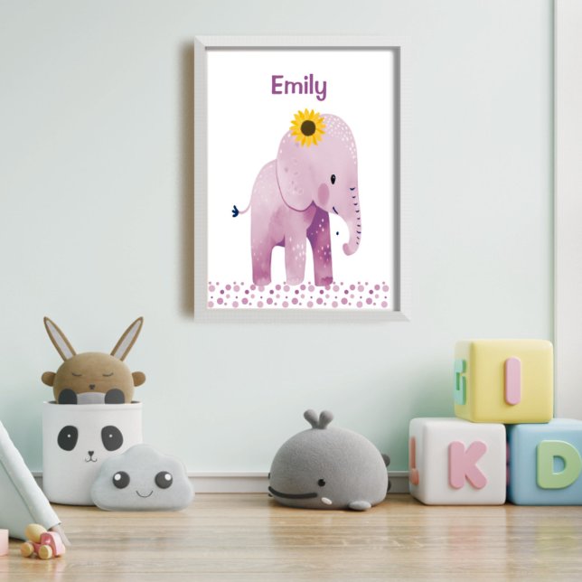 Póster Elefante Adorable Para Bebés Con Nombre De Nursera (Subido por el creador)