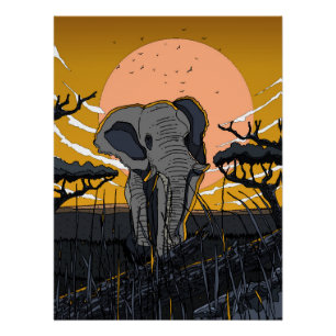 Póster Elefante africano