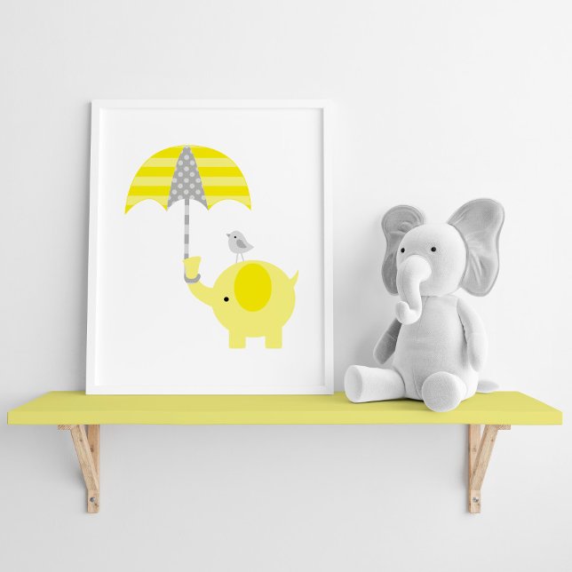 Póster Elefante amarillo y gris y guarnición de aves (Subido por el creador)