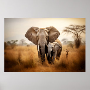 Póster Elefante Animal Wild Beauty Freedom Wilderness Art