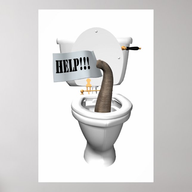 Póster Elefante Atrapado En El Baño (Frente)