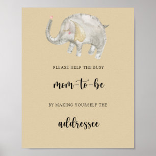 Póster Elefante - Ayuda a la futura mamá ocupada Poster