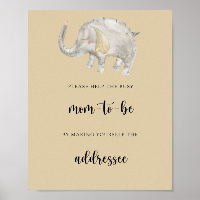Póster Elefante - Ayuda al Poster Ocupado de la futura ma (Frente)