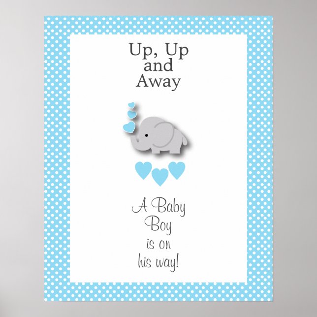 Póster Elefante azul dulce y gris - Niño (Frente)