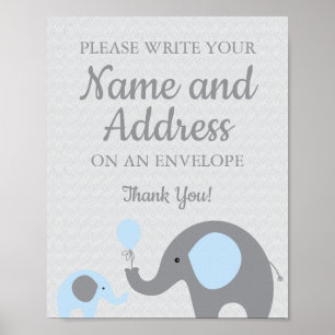 Póster Elefante azul Escriba su dirección de nombre en so