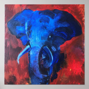 Póster elefante azul, la imagen de Ganesha, trayendo al h