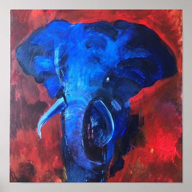 Póster elefante azul, la imagen de Ganesha, trayendo al h (Frente)