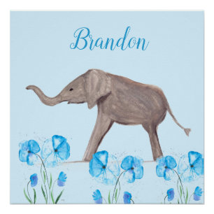 Póster Elefante bebé animales salvajes Animales para niño